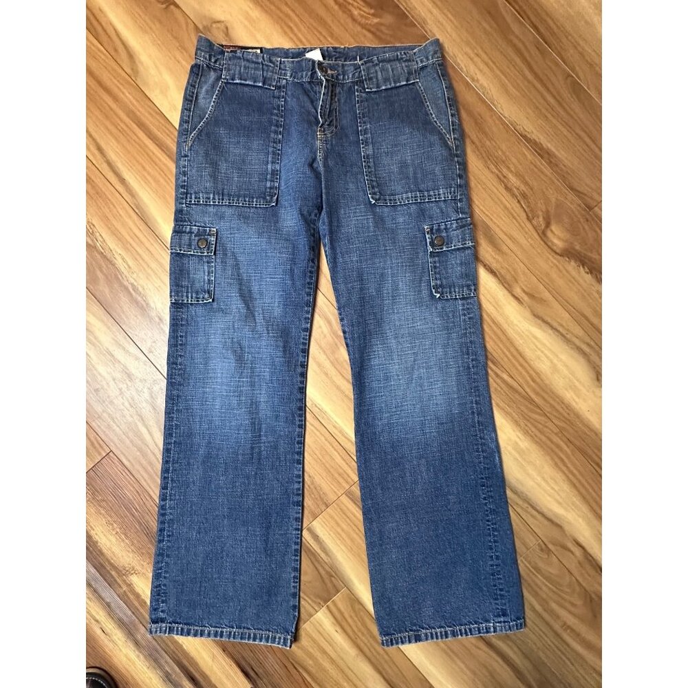 Lucky Brand Dungarees Cargo Pocket Jeans Utility Denim Blue W31 Vintage